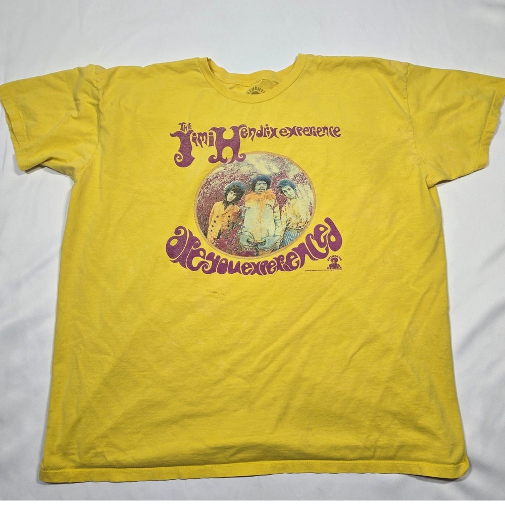 Jimi Hendrix Experience Are You Experienced T Shirt 2XL Yellow Thrashed Rock